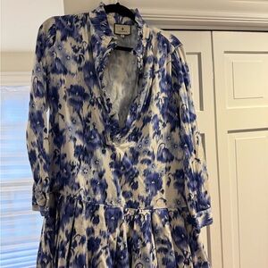 Tuckernuck Blue and White Puff Sleeve Sundress